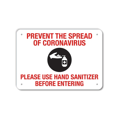 Lyle COVID Aluminum Sign, Prevent the Spread, 14x10 Reflective LCUV-0057-RA_14x10